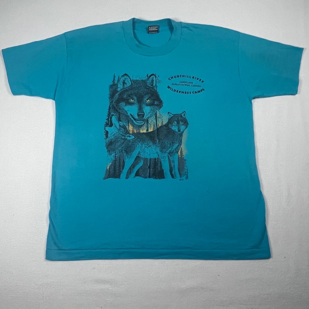 Vintage Single Stitch Fruit of the Loom Wolf Graphic Tee Wilderness Camps XL